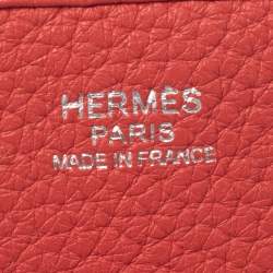 Pre Owned Hermes Rose Jaipur Clemence Leather Evelyne III PM Bag
