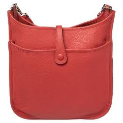 Pre Owned Hermes Rose Jaipur Clemence Leather Evelyne III PM Bag