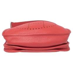 Pre Owned Hermes Rose Jaipur Clemence Leather Evelyne III PM Bag