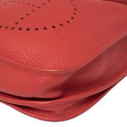 Pre Owned Hermes Rose Jaipur Clemence Leather Evelyne III PM Bag