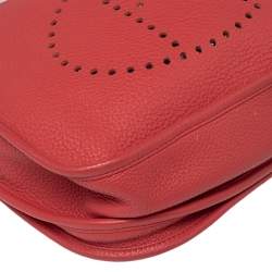 Pre Owned Hermes Rose Jaipur Clemence Leather Evelyne III PM Bag