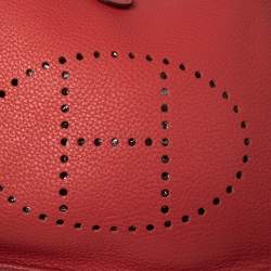 Pre Owned Hermes Rose Jaipur Clemence Leather Evelyne III PM Bag
