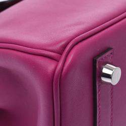 Hermes Purple Swift Leather Palladium Hardware Birkin 25 Bag 