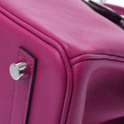 Hermes Purple Swift Leather Palladium Hardware Birkin 25 Bag 