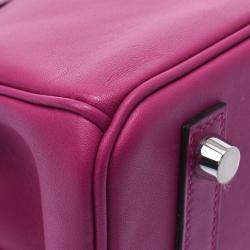 Hermes Purple Swift Leather Palladium Hardware Birkin 25 Bag 