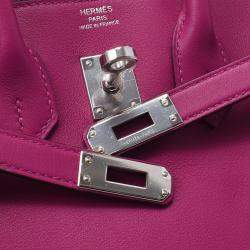 Hermes Purple Swift Leather Palladium Hardware Birkin 25 Bag 
