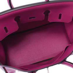 Hermes Purple Swift Leather Palladium Hardware Birkin 25 Bag 