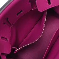 Hermes Purple Swift Leather Palladium Hardware Birkin 25 Bag 