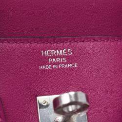 Hermes Purple Swift Leather Palladium Hardware Birkin 25 Bag 