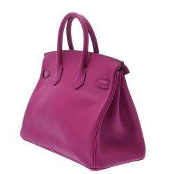 Hermes Purple Swift Leather Palladium Hardware Birkin 25 Bag 