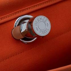 Pre Owned Hermes Brown/Orange Canvas And Leather Herbag Zip PM Bag