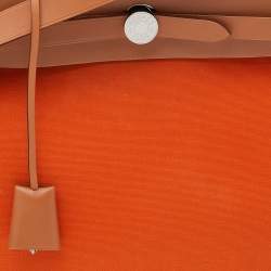 Pre Owned Hermes Brown/Orange Canvas And Leather Herbag Zip PM Bag