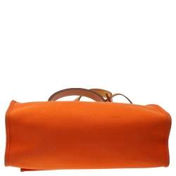 Pre Owned Hermes Brown/Orange Canvas And Leather Herbag Zip PM Bag