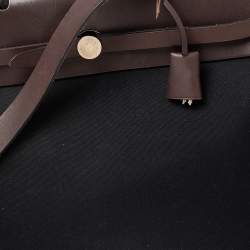 Pre Owned Hermes Black/Cacao Canvas and Leather Herbag Zip 39 Bag