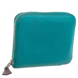 Pre Owned Hermes Menthe Epsom Leather Azap Compact Wallet