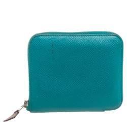 Pre Owned Hermes Menthe Epsom Leather Azap Compact Wallet