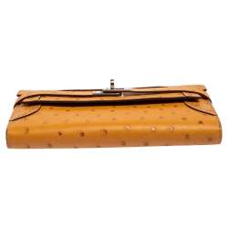 Pre Owned Hermes Saffron Ostrich Classic Kelly Wallet