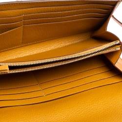 Pre Owned Hermes Saffron Ostrich Classic Kelly Wallet