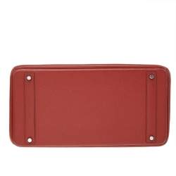 Hermes Rouge Grenat Clemence Leather Palladium Plated Birkin 40 Bag