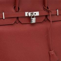 Hermes Rouge Grenat Clemence Leather Palladium Plated Birkin 40 Bag