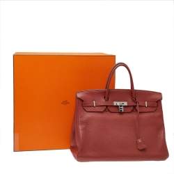 Hermes Rouge Grenat Clemence Leather Palladium Plated Birkin 40 Bag