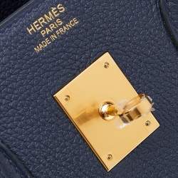 Pre Owned Hermes Blue Nuit Togo Leather Gold Hardware Birkin 35 Bag