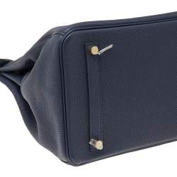 Pre Owned Hermes Blue Nuit Togo Leather Gold Hardware Birkin 35 Bag