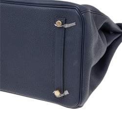 Pre Owned Hermes Blue Nuit Togo Leather Gold Hardware Birkin 35 Bag
