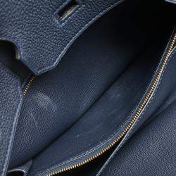 Pre Owned Hermes Blue Nuit Togo Leather Gold Hardware Birkin 35 Bag