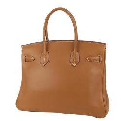 Hermes Brown Swift Leather Palladium Hardware Birkin 30 Bag 