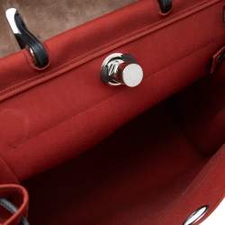 Pre Owned Hermes Brick Red/Moka Canvas and Leather Herbag Zip 39 Bag
