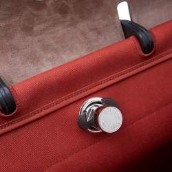 Pre Owned Hermes Brick Red/Moka Canvas and Leather Herbag Zip 39 Bag