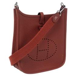 Pre Owned Hermes Brique Clemence Leather Evelyne 16 TPM Bag