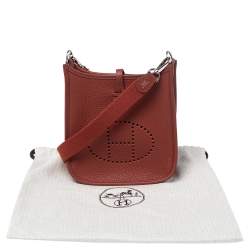 Pre Owned Hermes Brique Clemence Leather Evelyne 16 TPM Bag