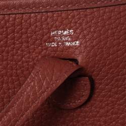 Pre Owned Hermes Brique Clemence Leather Evelyne 16 TPM Bag