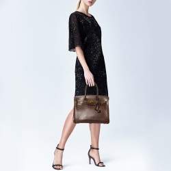 Hermes Chocolate Ostrich Gold Finish Birkin 30 Bag