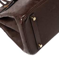 Hermes Chocolate Ostrich Gold Finish Birkin 30 Bag