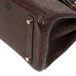 Hermes Chocolate Ostrich Gold Finish Birkin 30 Bag