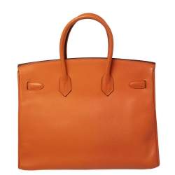 Hermès Orange Epsom Leather Gold Finished Birkin 35 Bag
