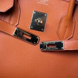 Hermès Orange Epsom Leather Gold Finished Birkin 35 Bag