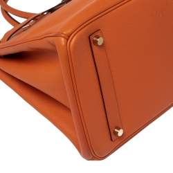 Hermès Orange Epsom Leather Gold Finished Birkin 35 Bag