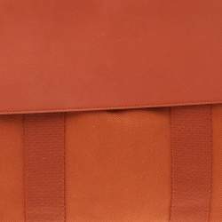 Pre Owned Hermes Orange/Cigare Canvas and Chamonix Leather Valparaiso MM Bag