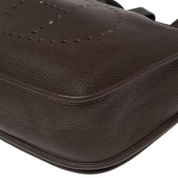 Pre Owned Hermes Cacao Togo Leather Palladium Plated Evelyne III GM Bag