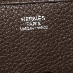 Pre Owned Hermes Cacao Togo Leather Palladium Plated Evelyne III GM Bag