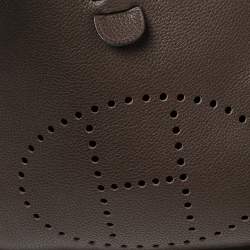 Pre Owned Hermes Cacao Togo Leather Palladium Plated Evelyne III GM Bag