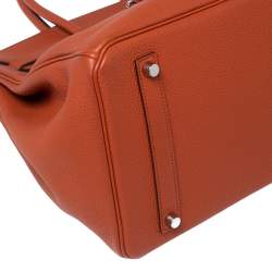Hermes Terre Battue Togo Leather Palladium Plated Birkin 35 Bag