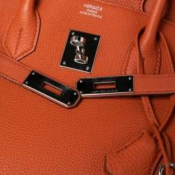 Hermes Terre Battue Togo Leather Palladium Plated Birkin 35 Bag