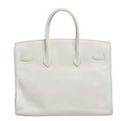 Hermes Blanc Togo Leather Palladium Plated Birkin 35 Bag