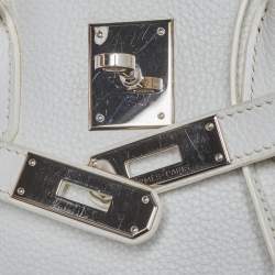 Hermes Blanc Togo Leather Palladium Plated Birkin 35 Bag