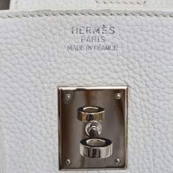 Hermes Blanc Togo Leather Palladium Plated Birkin 35 Bag